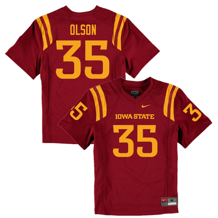 Men #35 Drew Olson Iowa State Cyclones College Football Jerseys Sale-Cardinal - Click Image to Close